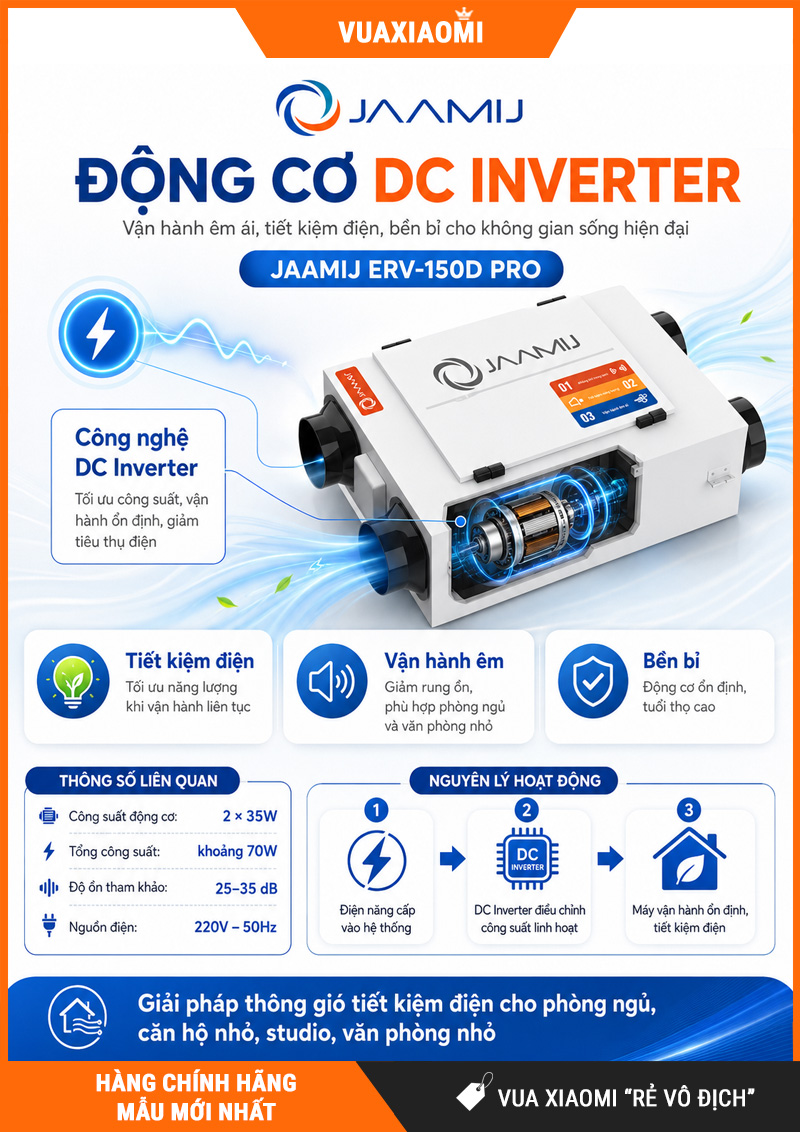 Máy Cấp Khí Tươi 2 Chiều JaamiJ ERV-150D Pro