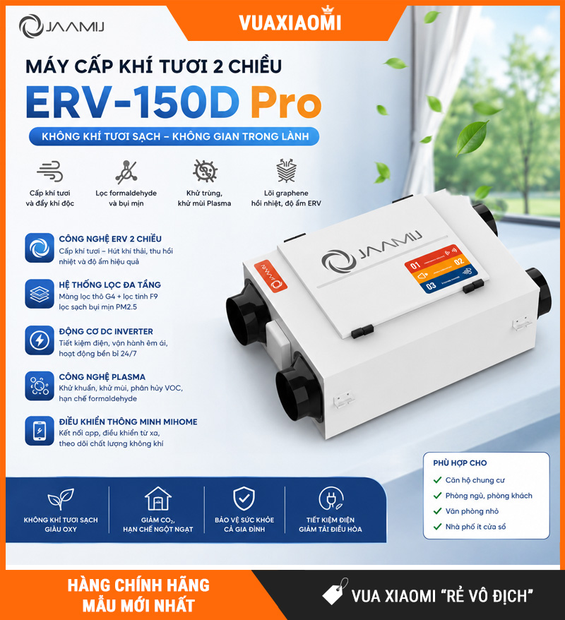 Máy Cấp Khí Tươi 2 Chiều JaamiJ ERV-150D Pro
