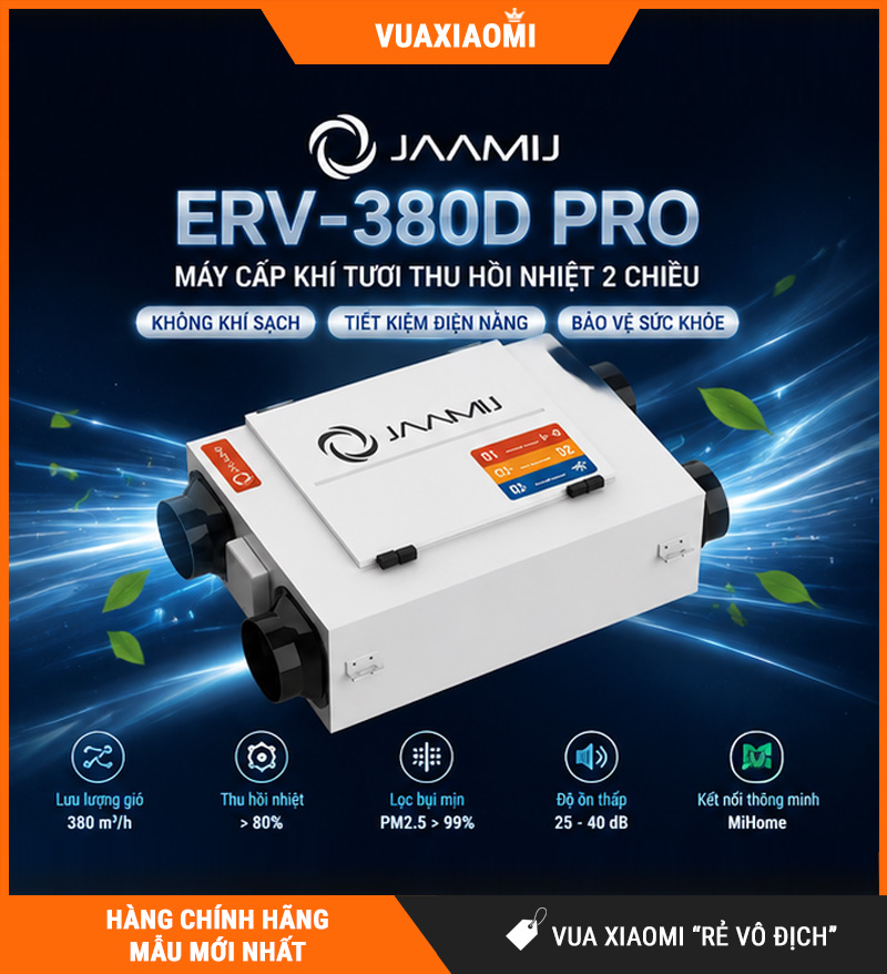 Máy Cấp Khí Tươi 2 Chiều JaamiJ ERV-380D Pro