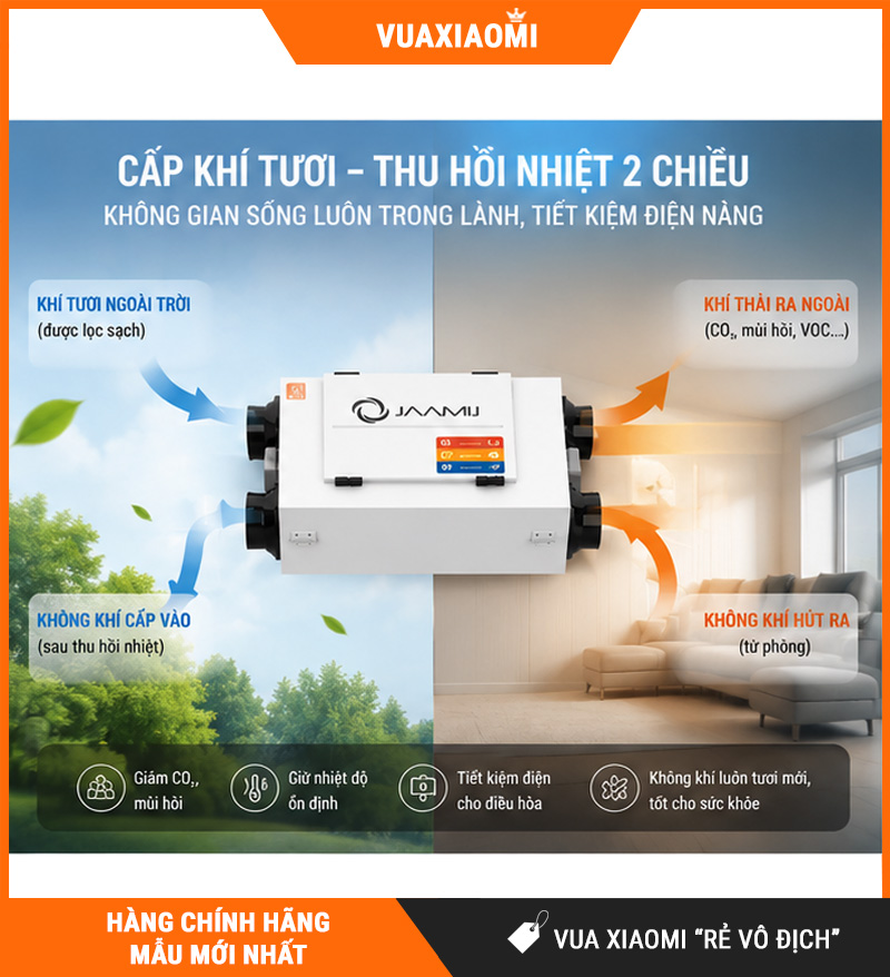 Máy Cấp Khí Tươi 2 Chiều JaamiJ ERV-380D Pro