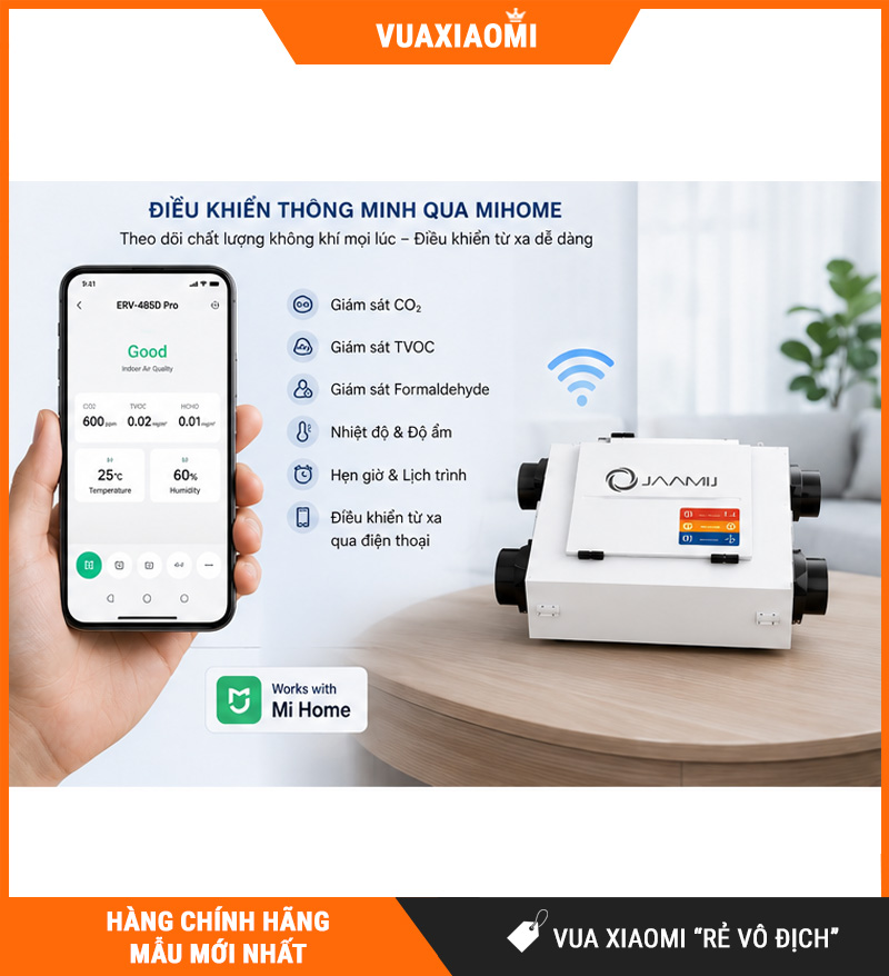 Máy Cấp Khí Tươi 2 Chiều JaamiJ ERV-485D Pro