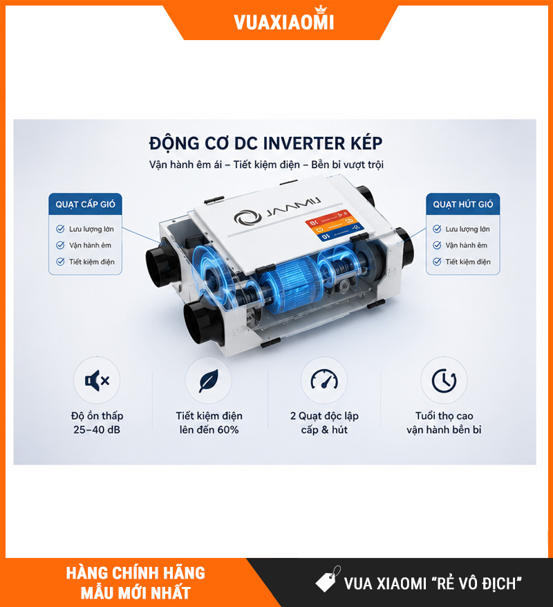 Máy Cấp Khí Tươi 2 Chiều JaamiJ ERV-485D Pro